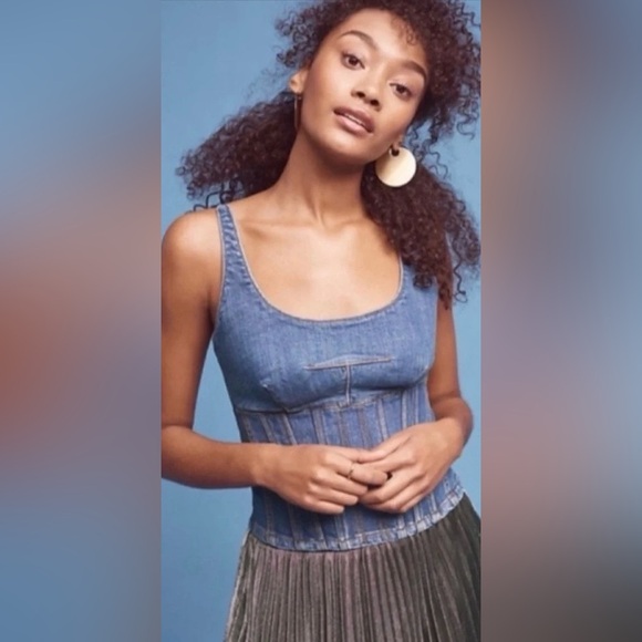 Anthropologie Tops - Anthropologie | Maeve Dark Blue Denim Corset Top - Sz 6